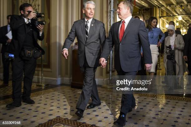 King Abdullah II of Jordan arrives to meet with the Senate Foreign Relations Committee at the U.S. Capitol in Washington, USA on February 1, 2017.