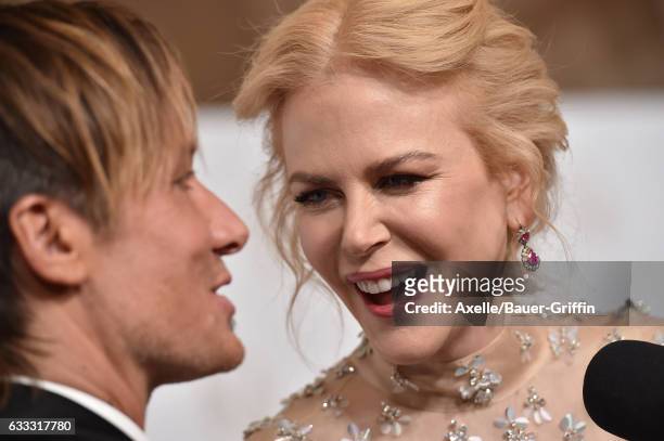 Musician Keith Urban and actress Nicole Kidman arrive at the 28th Annual Producers Guild Awards at The Beverly Hilton Hotel on January 28, 2017 in...