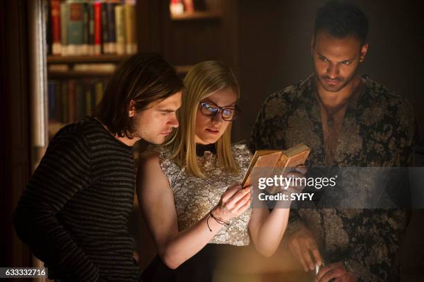 Hotel Spa Potions" Episode 202 -- Pictured: Jason Ralph as Quentin, Olivia Taylor Dudley as Alice, Arjun Gupta as Penny --