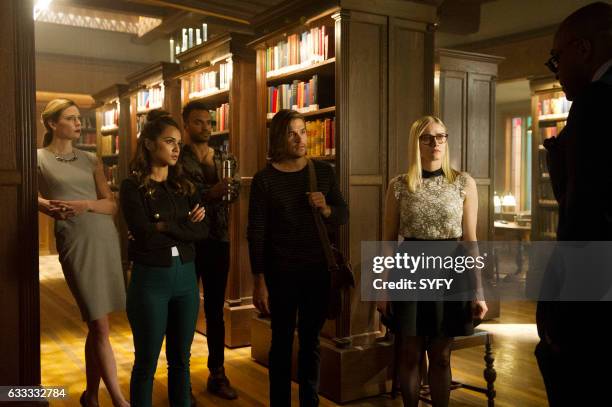 Hotel Spa Potions" Episode 202 -- Pictured: Anne Dudek as Prof. Pearl Sunderland, Summer Bishil as Margo, Arjun Gupta as Penny, Jason Ralph as...