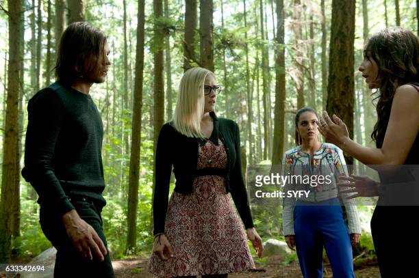Divine Elimination" Episode 203 -- Pictured: Jason Ralph as Quentin, Olivia Taylor Dudley as Alice, Summer Bishil as Margo, Stella Maeve as Julia --