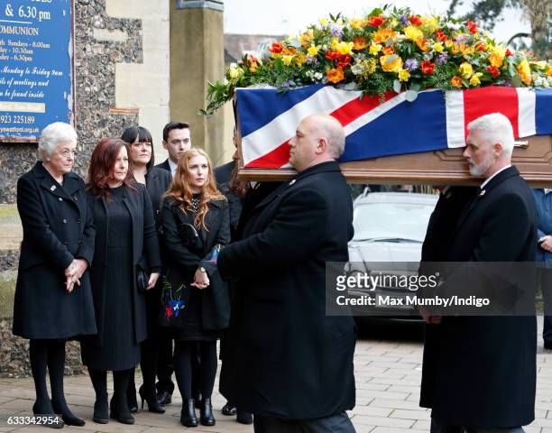 Rita Taylor attends the funeral of her late husband former England football manager Graham Taylor at St Mary's Church on February 1, 2017 in Watford,...