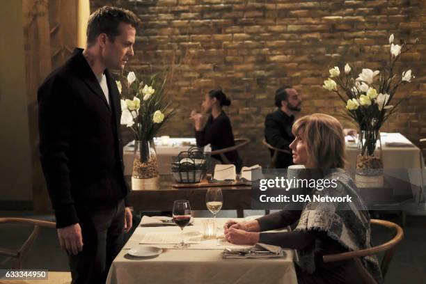 The Painting" Episode 612 -- Pictured: Gabriel Macht as Harvey Specter, Brynn Thayer as Lily Specter --