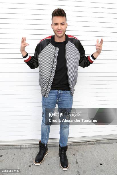 Prince Royce is seen on the set of "Despierta America" to promote the television show "Pequenos Gigantes USA" at Univision Studios on February 1,...