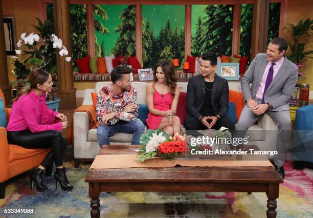 Karla Martinez, Prince Royce, Bianca Marroquin, Luis Coronel and Alan Tacher are seen on the set of "Despierta America" to promote the television...