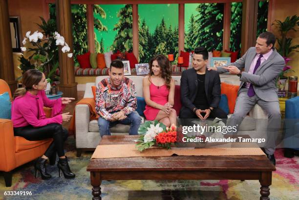 Karla Martinez, Prince Royce, Bianca Marroquin, Luis Coronel and Alan Tacher are seen on the set of "Despierta America" to promote the television...