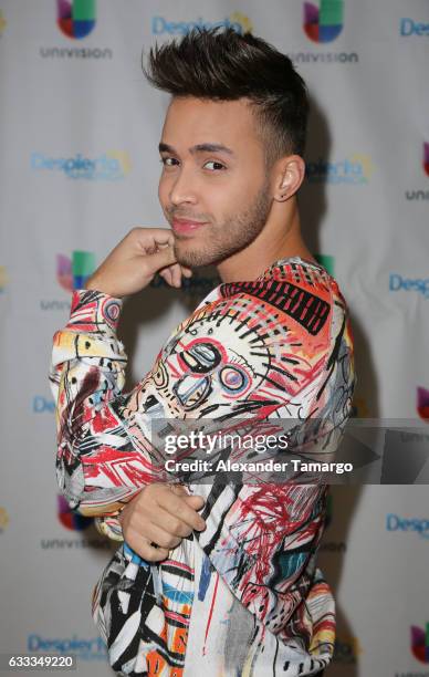 Prince Royce is seen on the set of "Despierta America" to promote the television show "Pequenos Gigantes USA" at Univision Studios on February 1,...