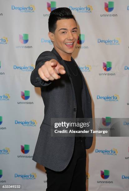 Luis Coronel is seen on the set of "Despierta America" to promote the television show "Pequenos Gigantes USA" at Univision Studios on February 1,...