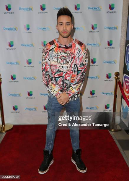 Prince Royce is seen on the set of "Despierta America" to promote the television show "Pequenos Gigantes USA" at Univision Studios on February 1,...