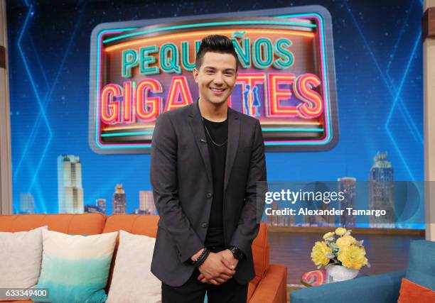 Luis Coronel is seen on the set of "Despierta America" to promote the television show "Pequenos Gigantes USA" at Univision Studios on February 1,...