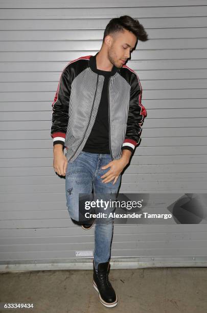 Prince Royce is seen on the set of "Despierta America" to promote the television show "Pequenos Gigantes USA" at Univision Studios on February 1,...