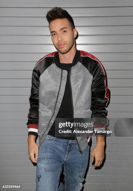 Prince Royce is seen on the set of "Despierta America" to promote the television show "Pequenos Gigantes USA" at Univision Studios on February 1,...