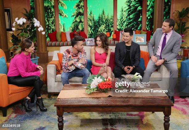 Karla Martinez, Prince Royce, Bianca Marroquin, Luis Coronel and Alan Tacher are seen on the set of "Despierta America" to promote the television...