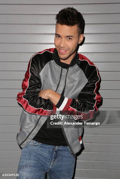 Prince Royce is seen on the set of "Despierta America" to promote the television show "Pequenos Gigantes USA" at Univision Studios on February 1,...