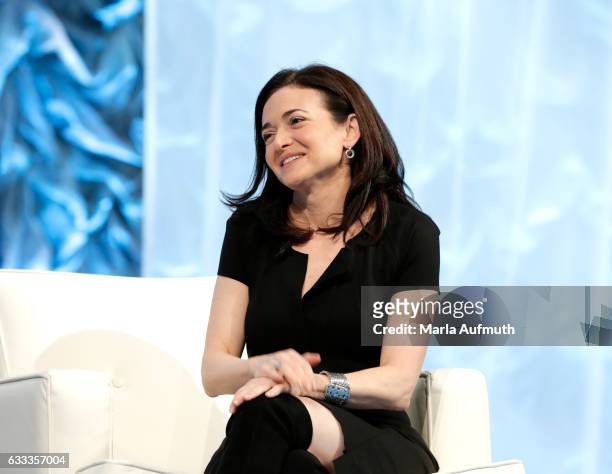 Of Facebook Sheryl Sandberg speaks at the Watermark Conference for Women at San Jose Convention Center on February 1, 2017 in San Jose, California.