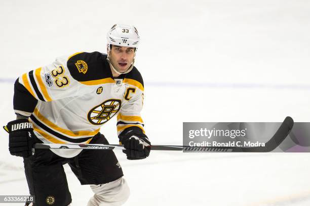 Zdeno Chara of the Boston Bruins skates against the Nashville Predators during an NHL game at Bridgestone Arena on January 12, 2017 in Nashville,...