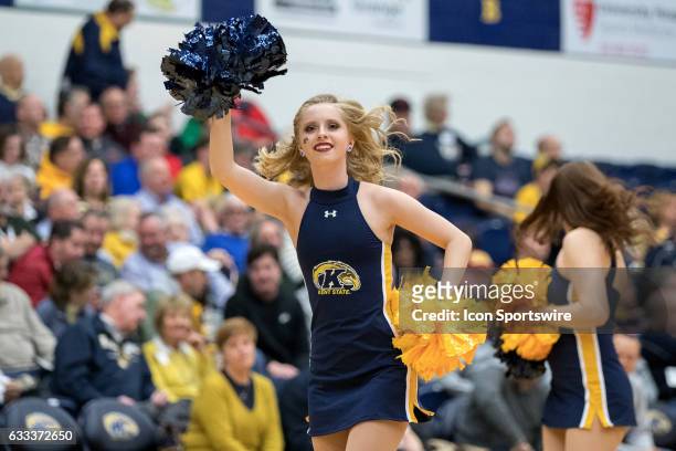 Member of the Kent State Golden Flashes dance team during the second half of the men's college basketball game between the Central Michigan Chippewas...