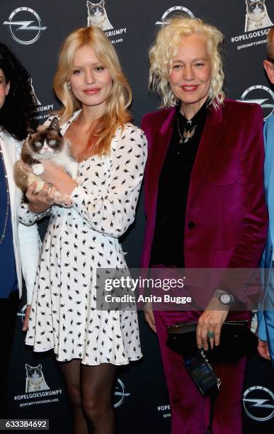 Geogia May Jagger with Grumpy Cat and Ellen von Unwerth attend the 'Presentation of The New Opel Calender 2017' at Kraftwerk Mitte on February 1,...