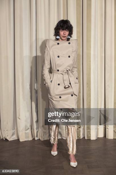 Model walks the runway wearing design by Freya Dalsjoe at Hotel d' Angleterre during the Copenhagen Fashion Week Autumn/Winter17 on February 01, 2017...