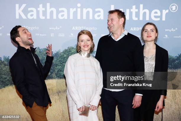 Ludwig Trepte, Karoline Schuch, Devid Striesow and Mala Emde attend the 'Katharina Luther' Premiere at Franzoesische Friedrichstadtkirche in Berlin...