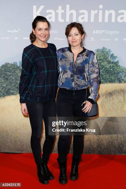 Susan Hoecke and Carolina Vera attend the 'Katharina Luther' Premiere at Franzoesische Friedrichstadtkirche in Berlin on February 1, 2017 in Berlin,...