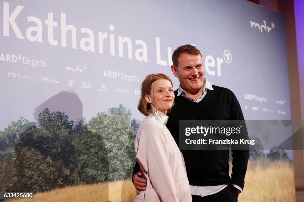 Devid Striesow and Karoline Schuch attend the 'Katharina Luther' Premiere at Franzoesische Friedrichstadtkirche in Berlin on February 1, 2017 in...