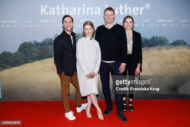 Ludwig Trepte, Karoline Schuch, Devid Striesow and Mala Emde attend the 'Katharina Luther' Premiere at Franzoesische Friedrichstadtkirche in Berlin...