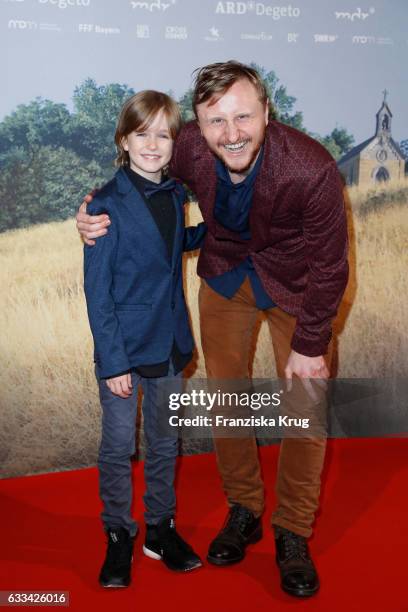 Louis Christiansen and Michael Kranz attend the 'Katharina Luther' Premiere at Franzoesische Friedrichstadtkirche in Berlin on February 1, 2017 in...