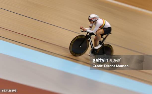 Jaime Nielsen of Waikato Bay of Plenty competes in the Elite Women 3000m Individual Pursuit during the New Zealand Track Nationals on February 2,...