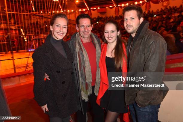 Lisa Seitz, Max Tidof, daughter Luzie Seitz and her boyfriend Stefan during the 'Allez-Hopp' premiere at Circus Krone on February 1, 2017 in Munich,...