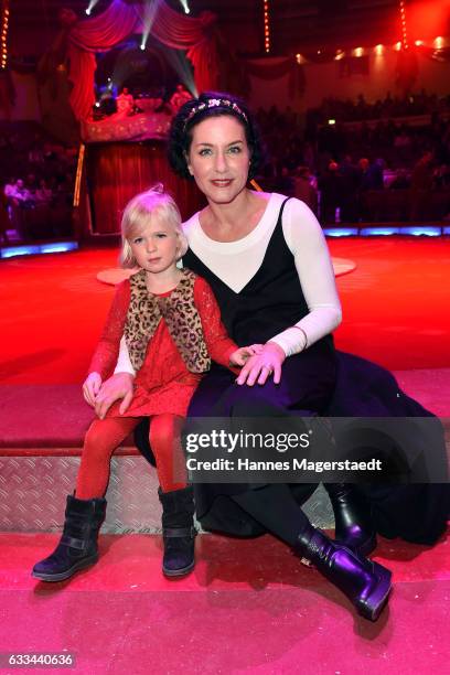 Actress Marisa Burger and her niece Anna during the 'Allez-Hopp' premiere at Circus Krone on February 1, 2017 in Munich, Germany.