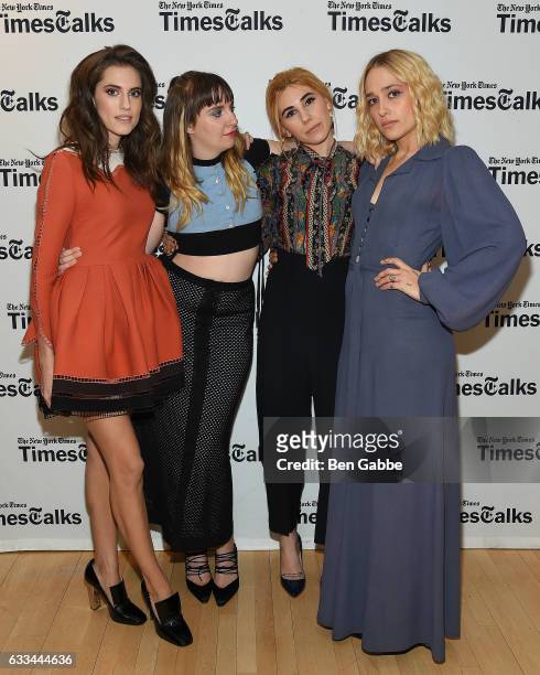 Cast members of "Girls" Allison Williams, Lena Dunham, Zosia Mamet and Jemima Kirke attend TimesTalks: A Final Farewell to the Cast of HBO's "Girls"...