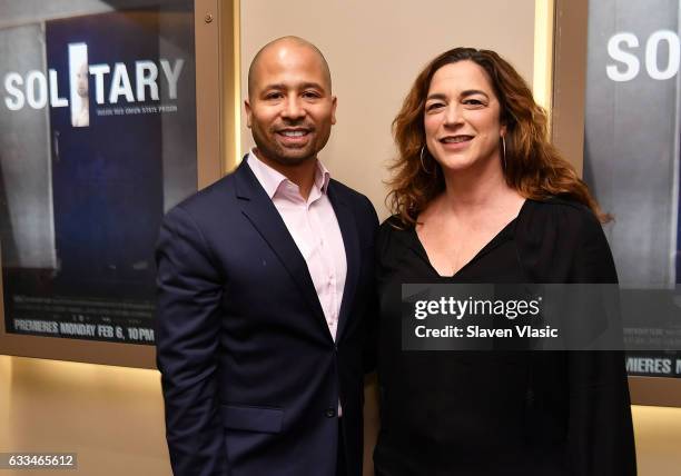 President and founder of JustLeadershipUSA, Glenn E. Martin and director Kristi Jacobson attend HBO Documentary screening of "Solitary: Inside Red...
