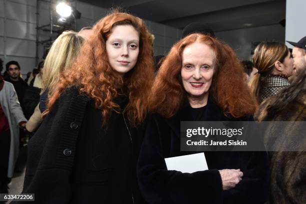 Natalie Westling and Grace Coddington attend the Raf Simons show during NYFW: Men's on February 1, 2017 in New York City.
