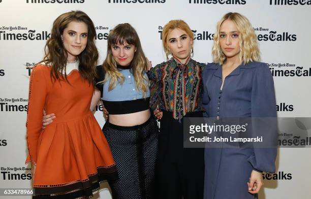 Allison Williams, Lena Dunham, Zosia Mamet and Jemima Kirke attend TimesTalks: A Final Farewell to the cast of HBO's "Girls" at NYU Skirball Center...