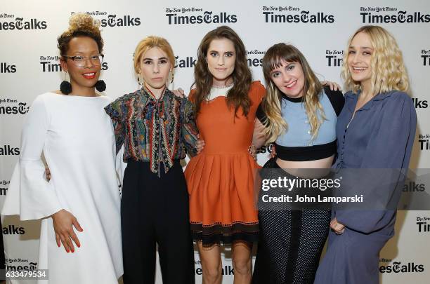 Moderator Jenna Wortham, joins Zosia Mamet, Allison Williams, Lena Dunham and Jemima Kirke during TimesTalks: A Final Farewell to the cast of HBO's...