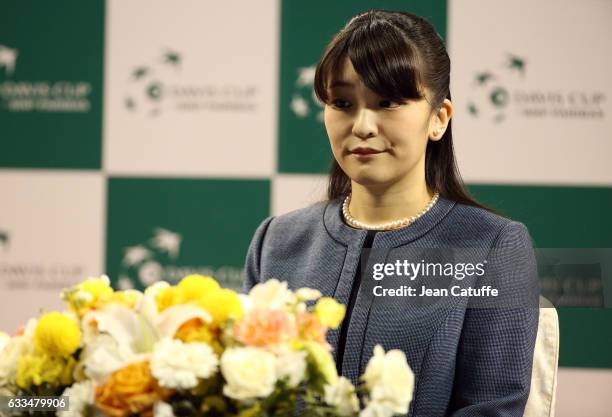 Princess Mako of Akishino of Japan attends the official draw ceremony ahead of the World Group Davis Cup tie between Japan and France at Ariake...