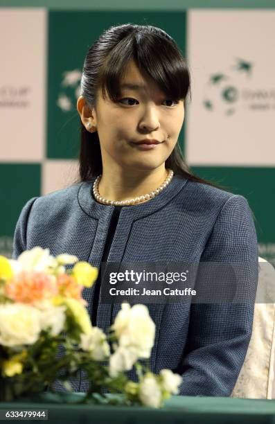 Princess Mako of Akishino of Japan attends the official draw ceremony ahead of the World Group Davis Cup tie between Japan and France at Ariake...