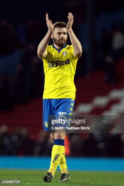 Stuart Dallas of Leeds United acknowledges the fans after the Sky Bet Championship match between Blackburn Rovers and Leeds United at Ewood Park on...