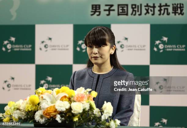 Princess Mako of Akishino of Japan attends the official draw ceremony ahead of the World Group Davis Cup tie between Japan and France at Ariake...
