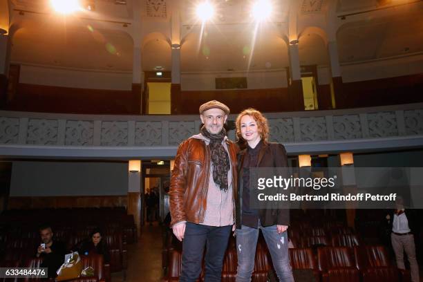 New owners of the "Theatre de la Tour Eiffel", Christelle Chollet and her husband Remy Caccia attend Jacqueline Franjou receives the 'Commemorative...