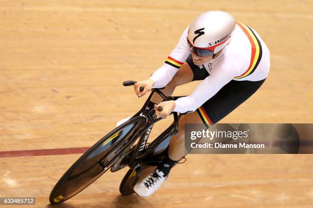 Jaime Nielsen of Waikato Bay of Plenty competes in the Elite Women 500m Time Trial final during the New Zealand Track Nationals on February 2, 2017...