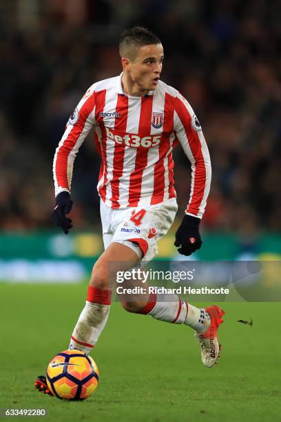 Ibrahim Afellay of Stoke in action during the Premier League match between Stoke City and Everton at Bet365 Stadium on February 1, 2017 in Stoke on...