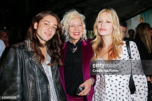 Blogger and Influencer Riccardo Simonetti, photographer Ellen von Unwerth and british model Georgia May Jagger attend the Presentation of the new...