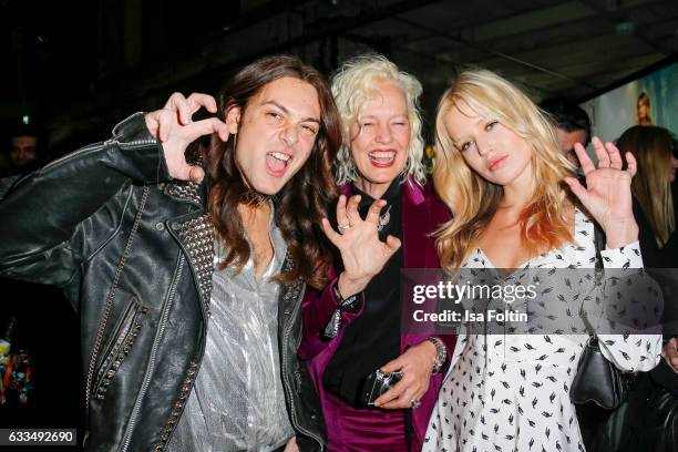 Blogger and Influencer Riccardo Simonetti, photographer Ellen von Unwerth and british model Georgia May Jagger attend the Presentation of the new...