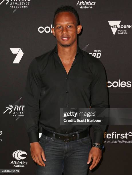 Michael Frater arrives ahead of the Nitro Athletics Gala Dinner at Crown Palladium on February 2, 2017 in Melbourne, Australia.