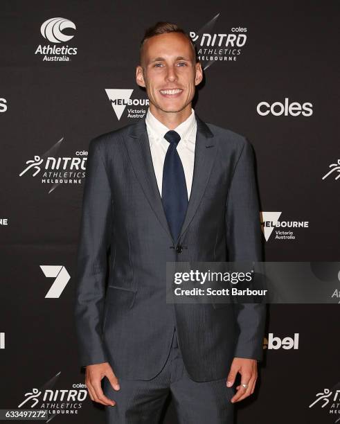 Ryan Gregson, co-captain of the Australian team arrives ahead of the Nitro Athletics Gala Dinner at Crown Palladium on February 2, 2017 in Melbourne,...