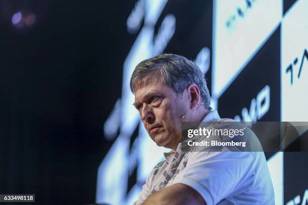 Guenter Butschek, chief executive officer of Tata Motors Ltd., pauses during a news conference in Mumbai, India, on Thursday, Feb. 2, 2017. Tata...