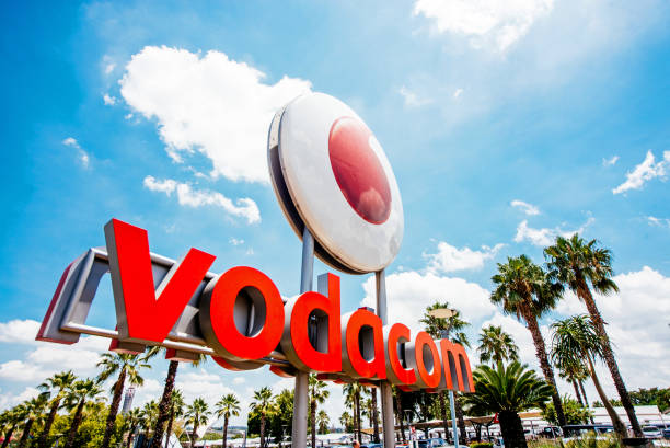 a vodacom logo sits on display outside the vodacom world mall operated by vodacom group ltd in