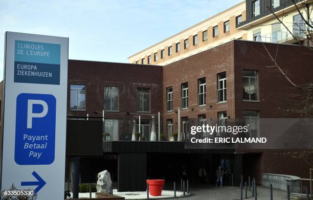 Sign of the Europa Ziekenhuis - Clinique de l'Europe - Europe Hospital in Ukkel-Uccles, Brussels, is pictured on February 2, 2017. Longtime DR Congo...